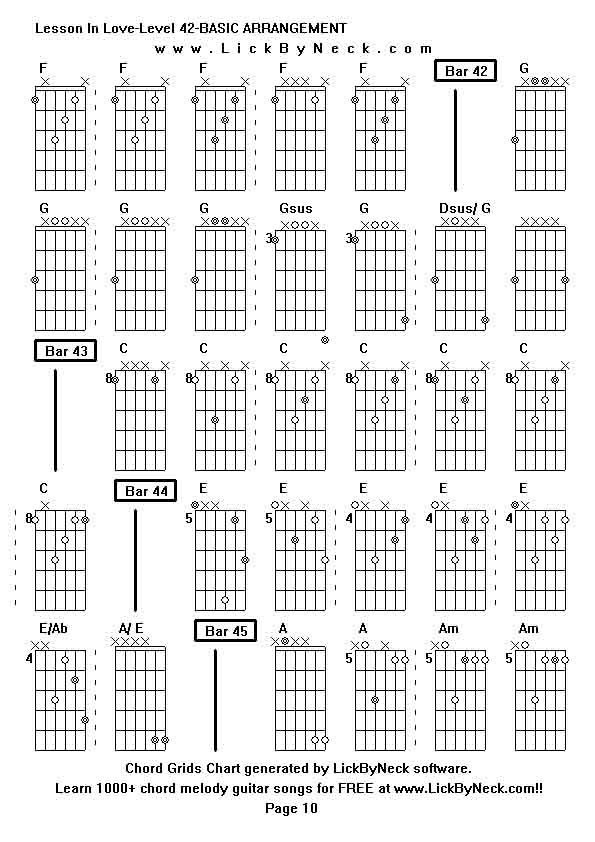 Chord Grids Chart of chord melody fingerstyle guitar song-Lesson In Love-Level 42-BASIC ARRANGEMENT,generated by LickByNeck software.